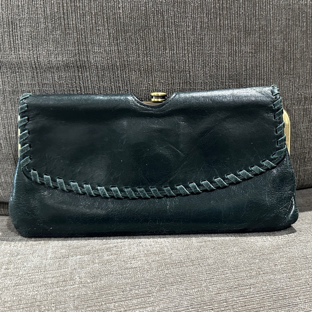 HOBO Dark Green Leather Wallet